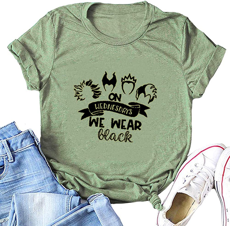 Women On Wednesdays We Wear Black T-Shirt Halloween Shirt