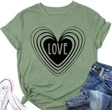 Love Heart Shirt Women Valentine's Day Gift Tee Tops