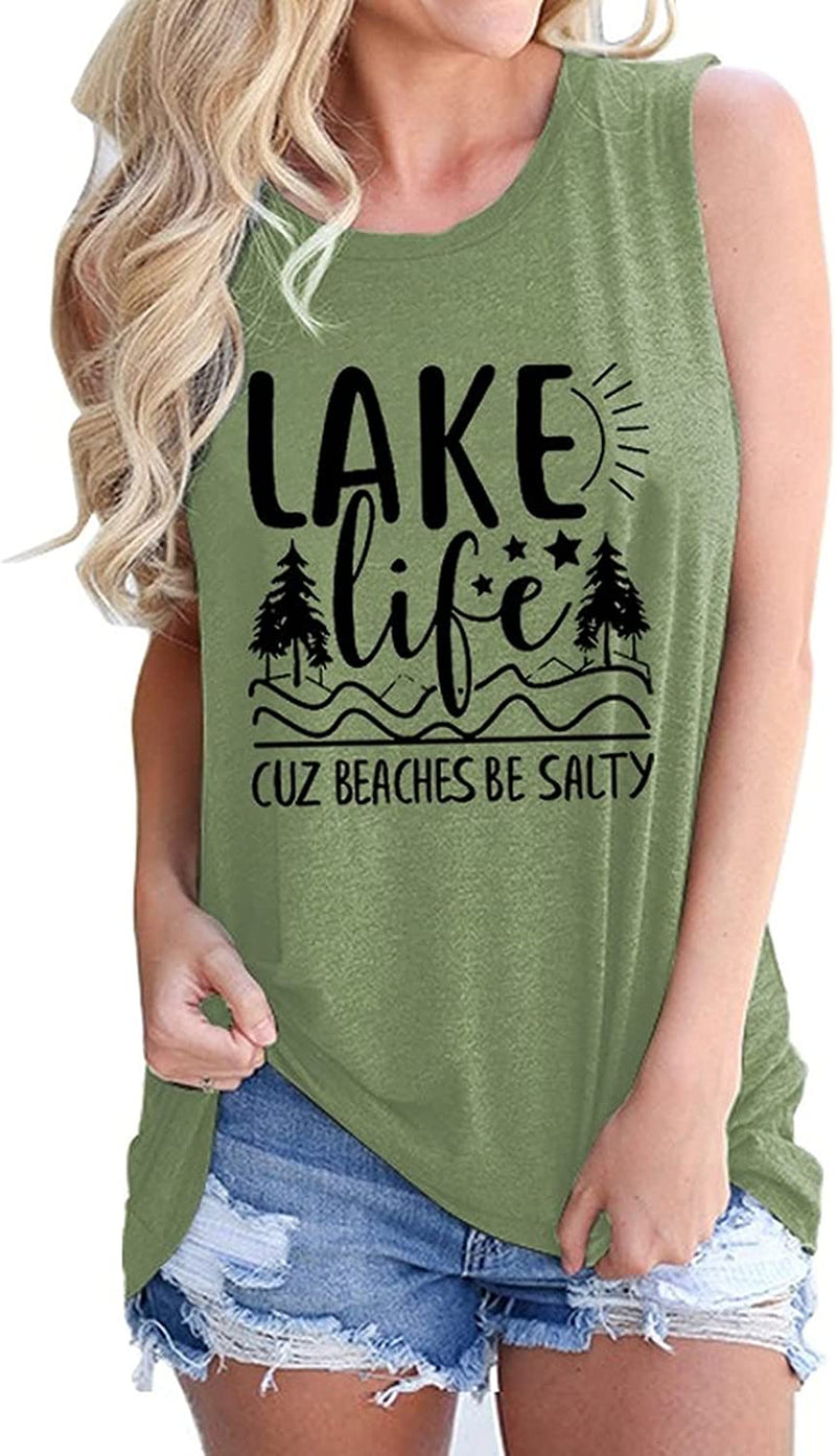 Women Lake Life Cuz Beaches Be Salty Funny Shirt Lake Life Graphic Shirt