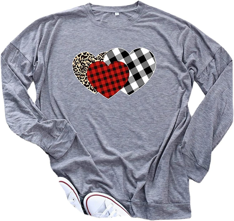 Valentine Shirt Valentine's Day Gift for Women Leopard Buffalo Plaid Valentine Heart Blouse