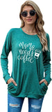 Mom Gift Shirt Women Mama Needs Coffee Long Sleeve Blouse with Pockets