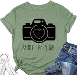 Women Valentines Day Camera Heart Shirt