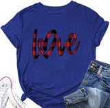 Buffalo Plaid Love Hearts Shirt Women Valentines Day Tees