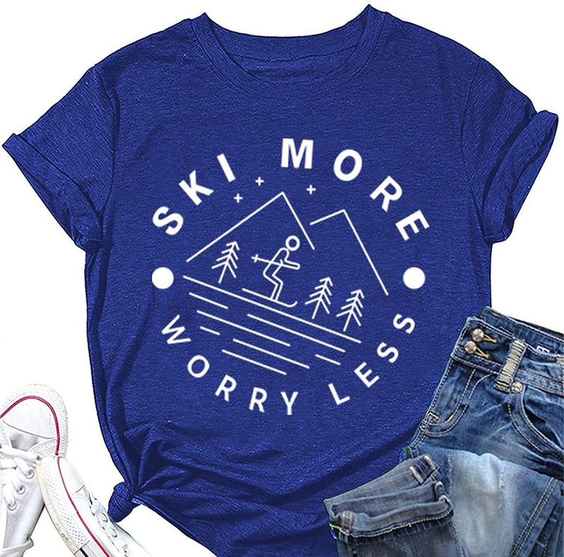 Women Ski More Worry Less Funny T-Shirt