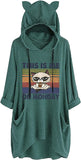 Women THIS IS ME ON MONDAY Shirt Cat Ears Hoodie with Pockets