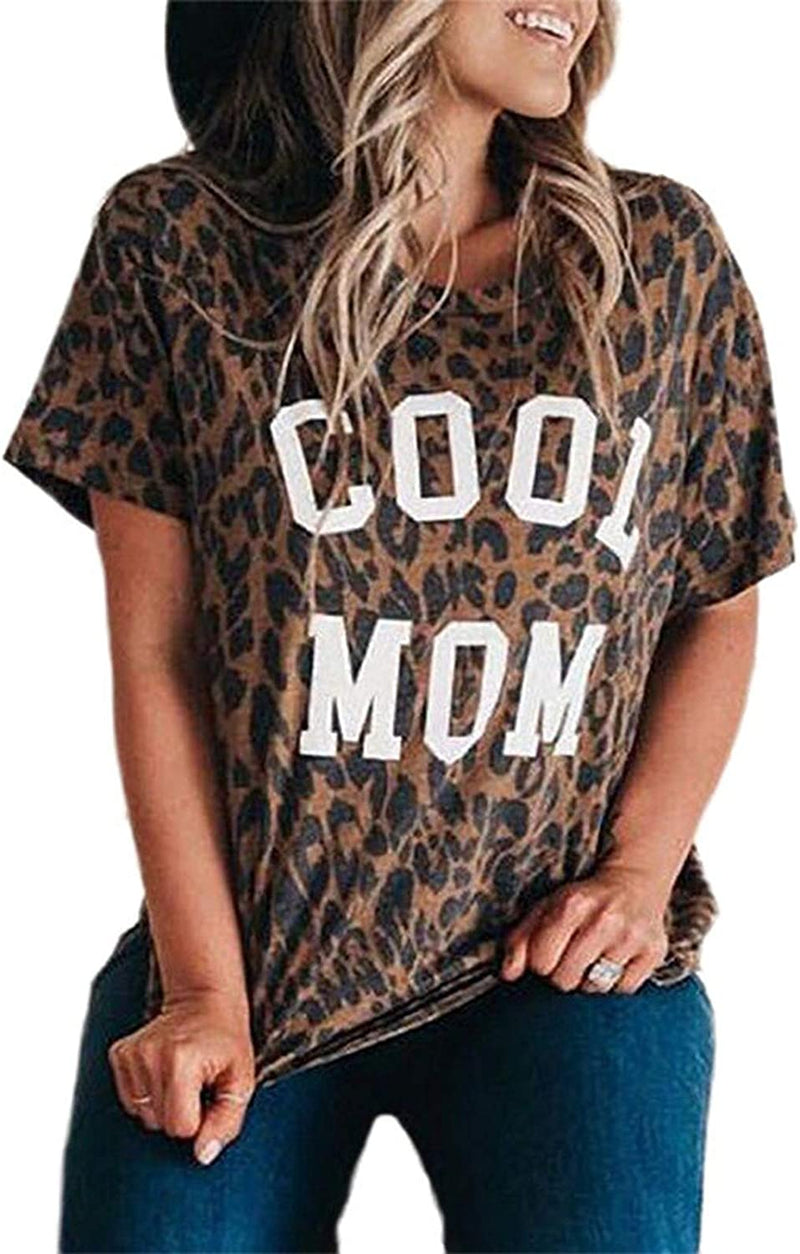 Women Cool Mom Leopard T-Shirt Leopard Mama Shirt