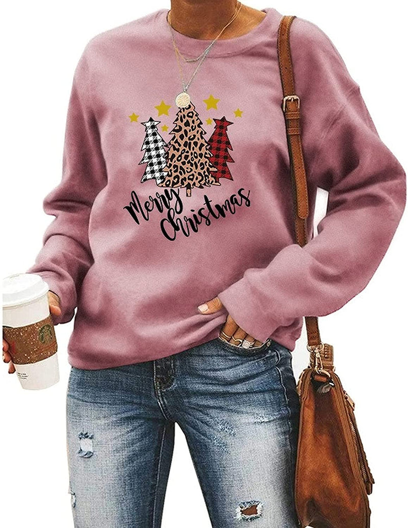 Sweat-shirt de noël à carreaux de buffle pour femmes, vêtements de joyeux arbre de noël