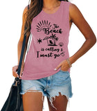 Women Beach is Calling & I Must Go Sleeveless Shirt for Women Beach Tank Top