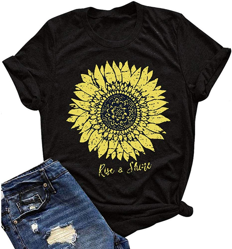 Women Rise & Shine T-Shirt Sunflower Shirt