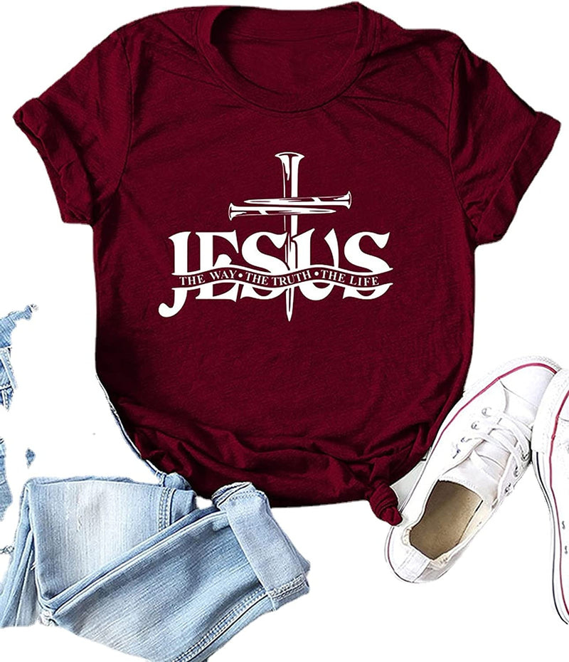 Jesus Shirt for Women Jesus The Way The Truth Christian Gift Graphic T-Shirt