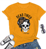 Damen Dead Tired Mom Life T-Shirt Totenkopf Mama Shirt