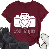 Women Valentines Day Camera Heart Shirt