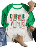 Christmas Vibes Blouse Women 3/4 Sleeve Graphic Blouse