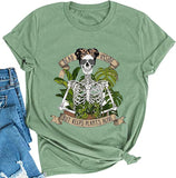 Dead Inside But Keeps Plants Alive Shirt for Women Skeleton Plant Lady Tshirt