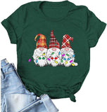 Women Buffalo Plaid Christmas Gnomes T-Shirt