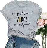 Women Positive Vibes Only T-Shirt Pineapple T-Shirt