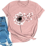 Women Love Dandelion Graphics Tee Shirt Graphic Tee Women