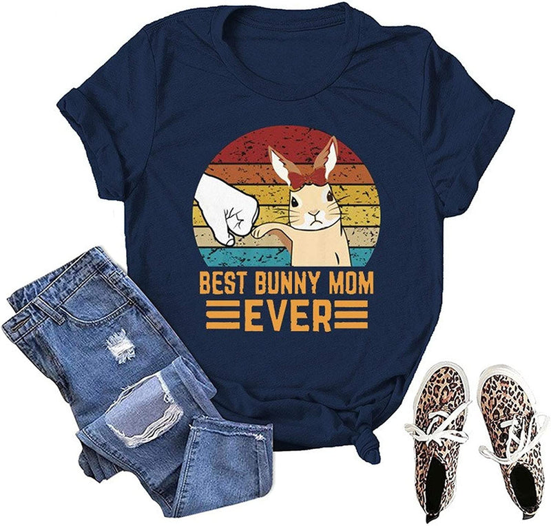 Women Best Bunny Mom Ever T-Shirt Rabbit Shirt
