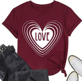 Love Heart Shirt Women Valentine's Day Gift Tee Tops