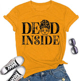 Women Retro Dead Inside Skull Tee Shirt Women Skull Graphic Shirt