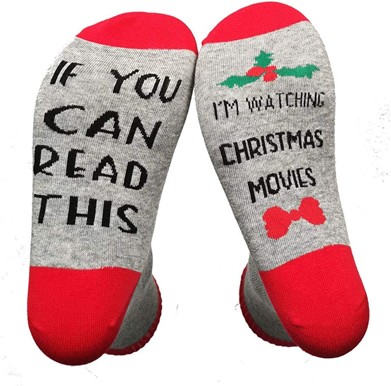 Women If You Can Read This I'm Watching Christmas Movies Funny Socks