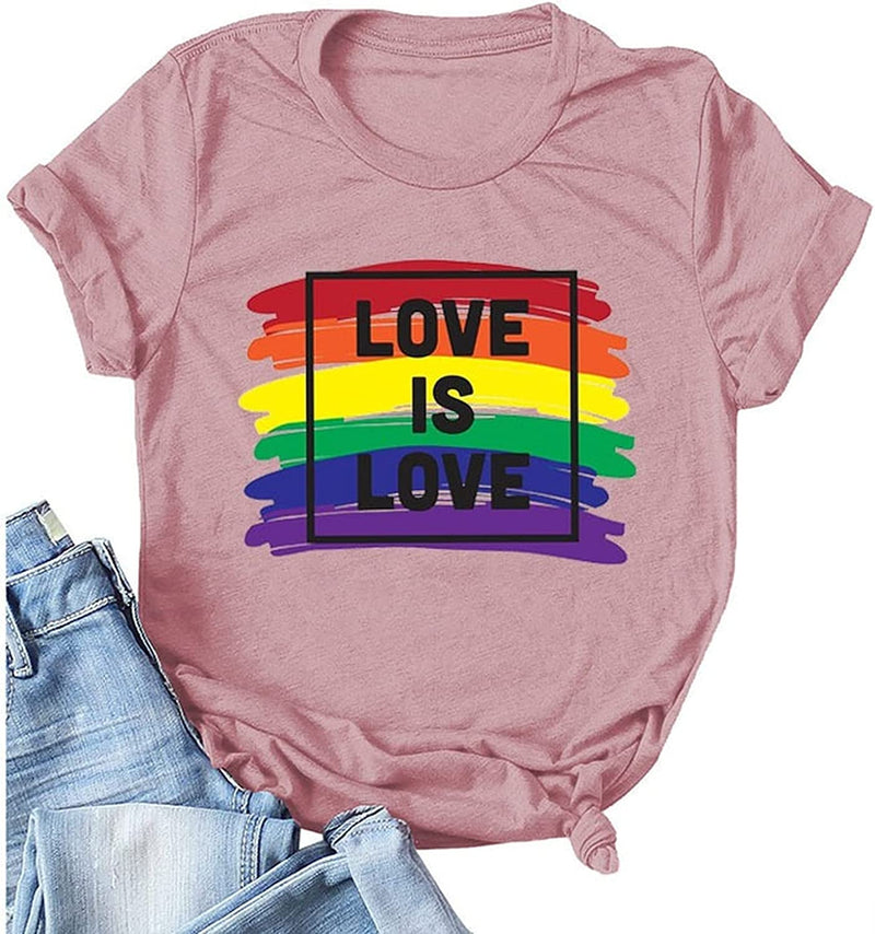 Women Love is Love Shirt for Women Rainbow T-Shirt