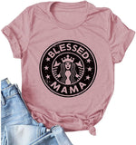 Women Blessed Mama Shirt Gift for Mom