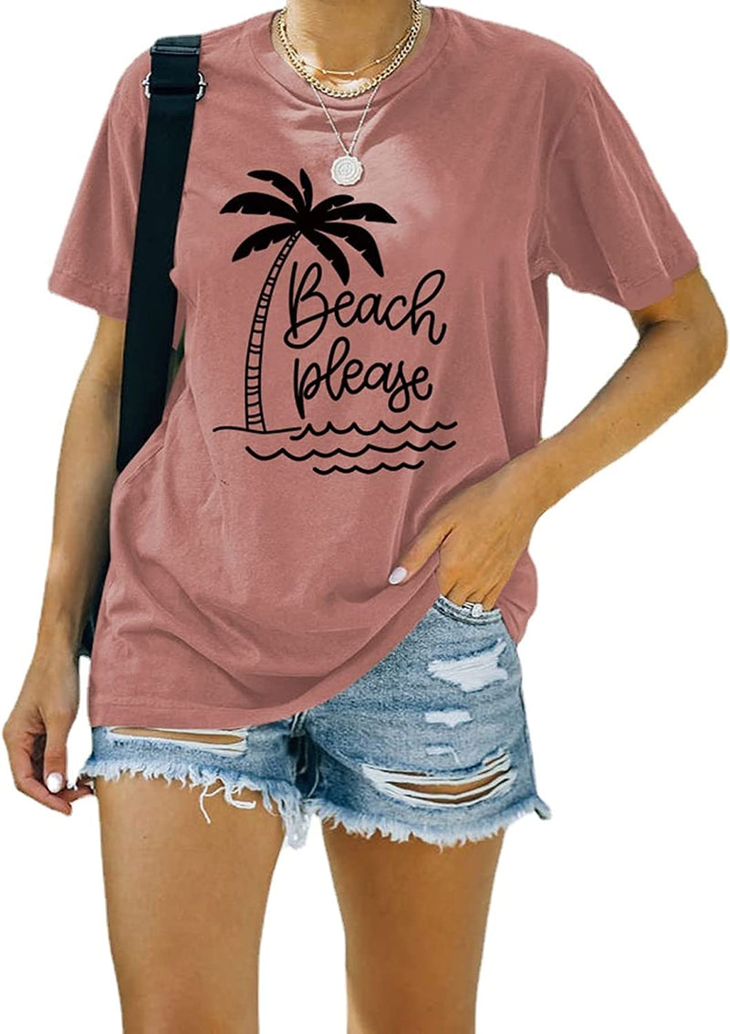 Women Beach Please Shirt Girls Trip Vacation T-Shirt