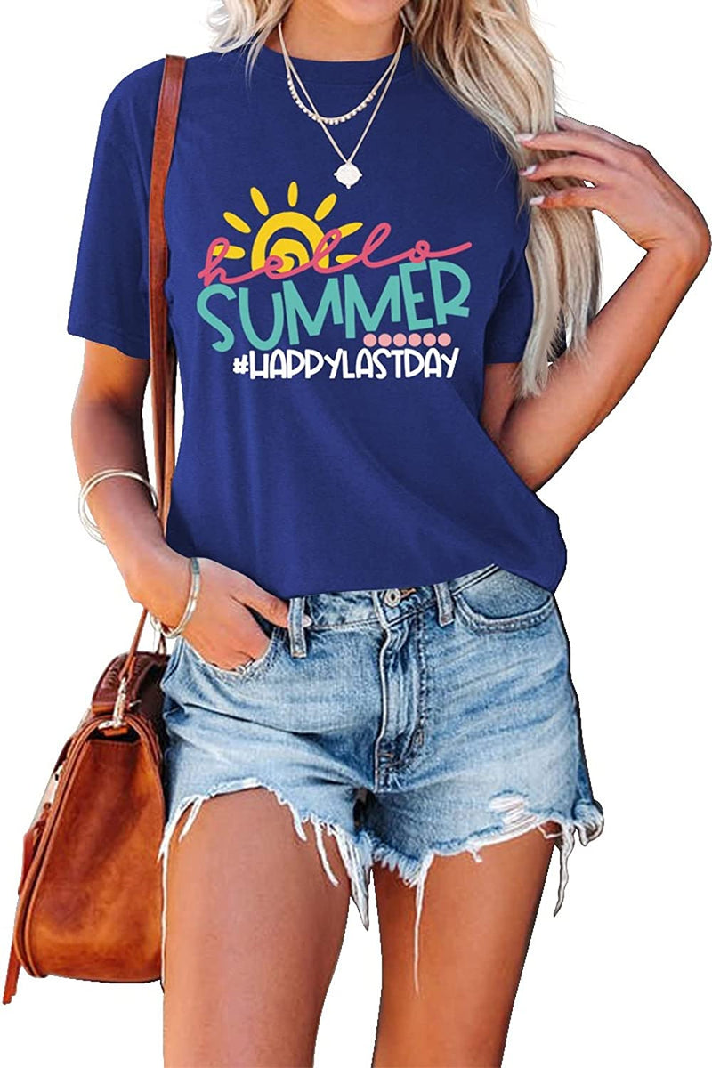 Women Hello Summer Happy Last Day of School Tees Shirt