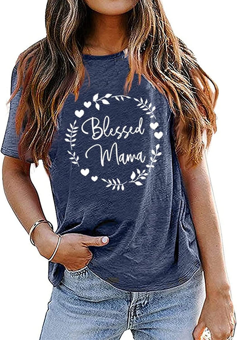 Blessed Mama Shirt Women Floral Mom T-Shirt