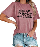 Women One Lucky Mama Shirt St. Patrick's Day Gift Tees