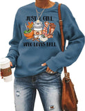 Women Just A Girl Who Loves Fall Sweatshirt Long Sleeve Graphic Shirt