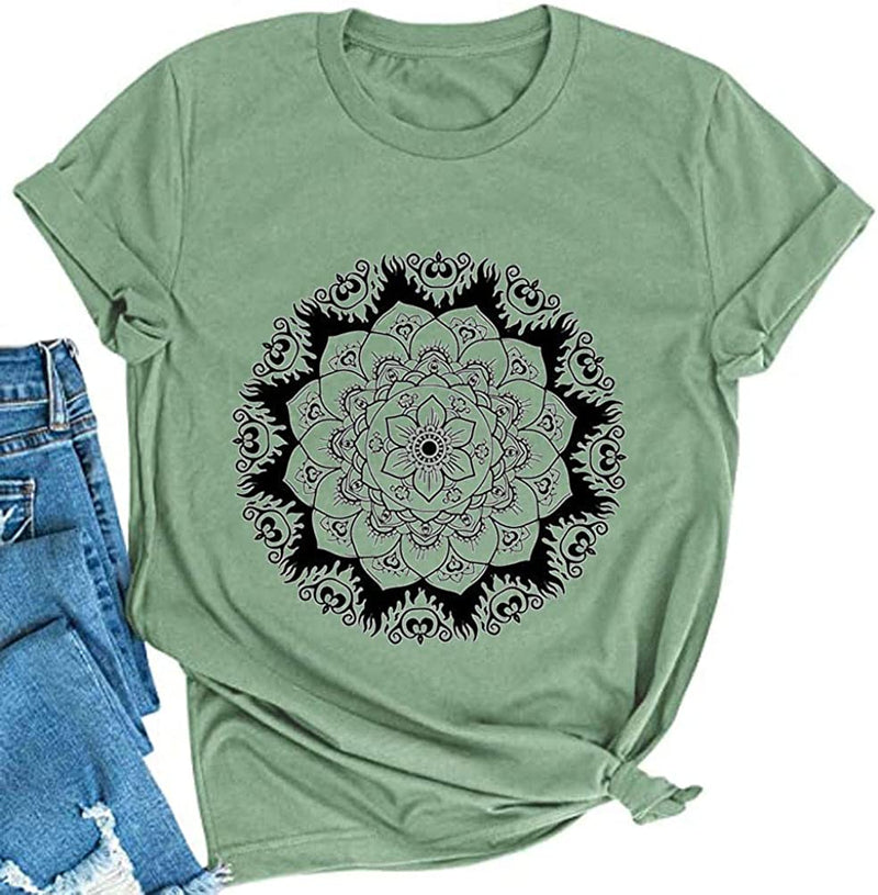 Mandala T-Shirt Bohemian Women Graphic T-Shirt