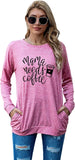 Mom Gift Shirt Women Mama Needs Coffee Long Sleeve Blouse with Pockets