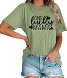 Women One Lucky Mama Shirt St. Patrick's Day Gift Tees