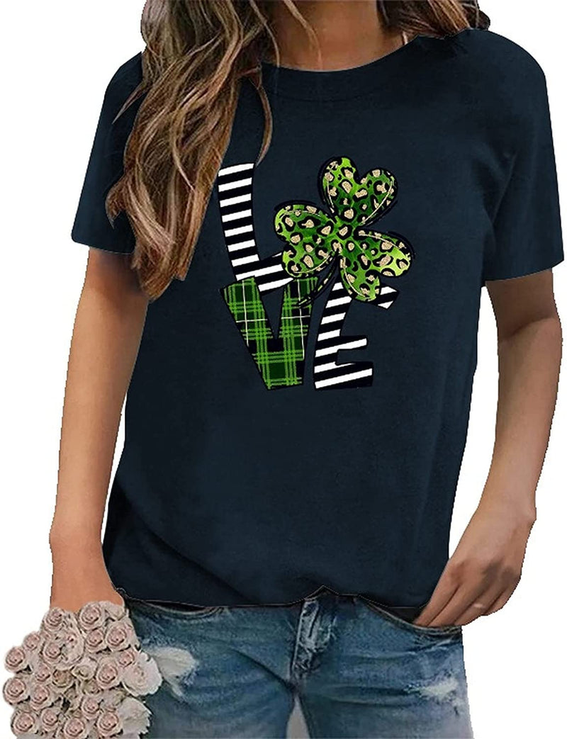 St Patrick Love Tee Women Shamrock Graphic Gift Shirt