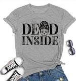 Women Retro Dead Inside Skull Tee Shirt Women Skull Graphic Shirt