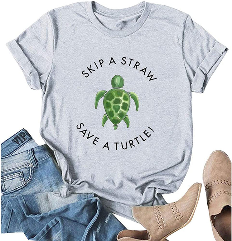 Women Skip A Straw Save A Turtle T-Shirt