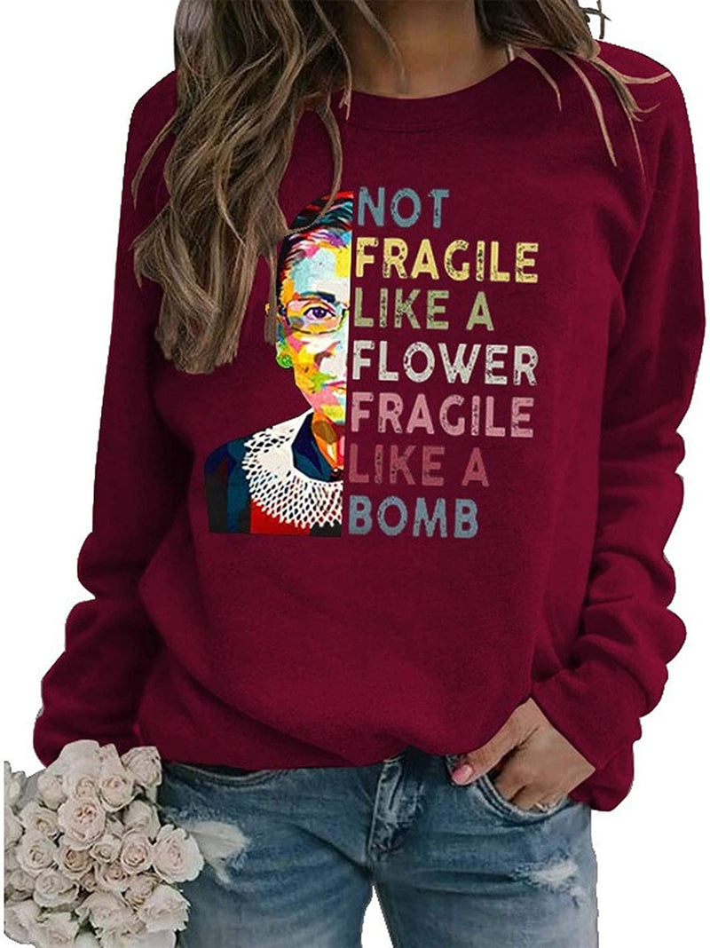 Sweat-shirt à manches longues pour femmes, pas fragile comme une fleur, fragile comme une bombe