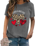 Loved & Blessed Valentines Day Shirt Women Love Heart Tee Tops