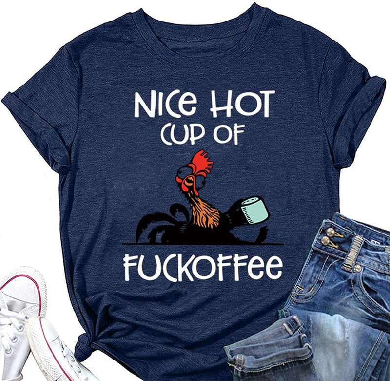 Women Chicken Coffee Funny Graphic T-Shirt