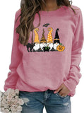 Women Black Cat Gnome Pumpkin Bat Halloween Costume Sweatshirt