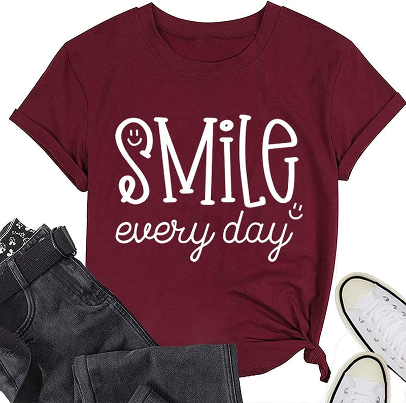 Smile Every Day Shirt Women Be Happy Positivity Motivational T-Shirt