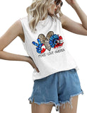 Women Peace Love America Shirt American Flag Sunflower Tank Tops