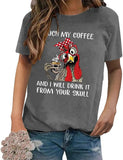 Funny Chicken Coffee Shirt Women Farmer Chicken Gift Tee Tops