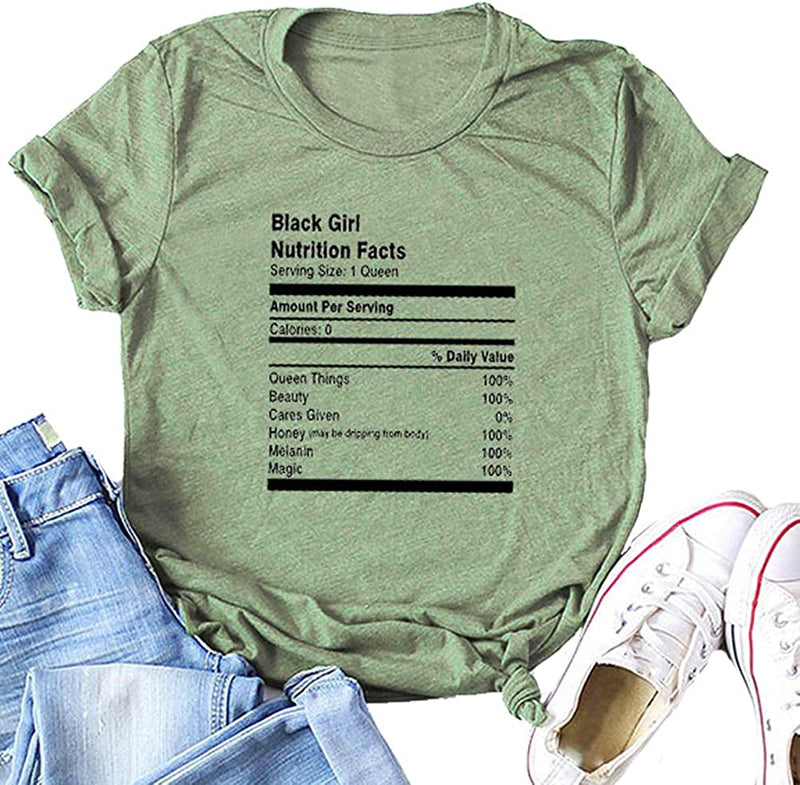 Black Girl Nutrition Facts T-Shirt Afro Women T-Shirt