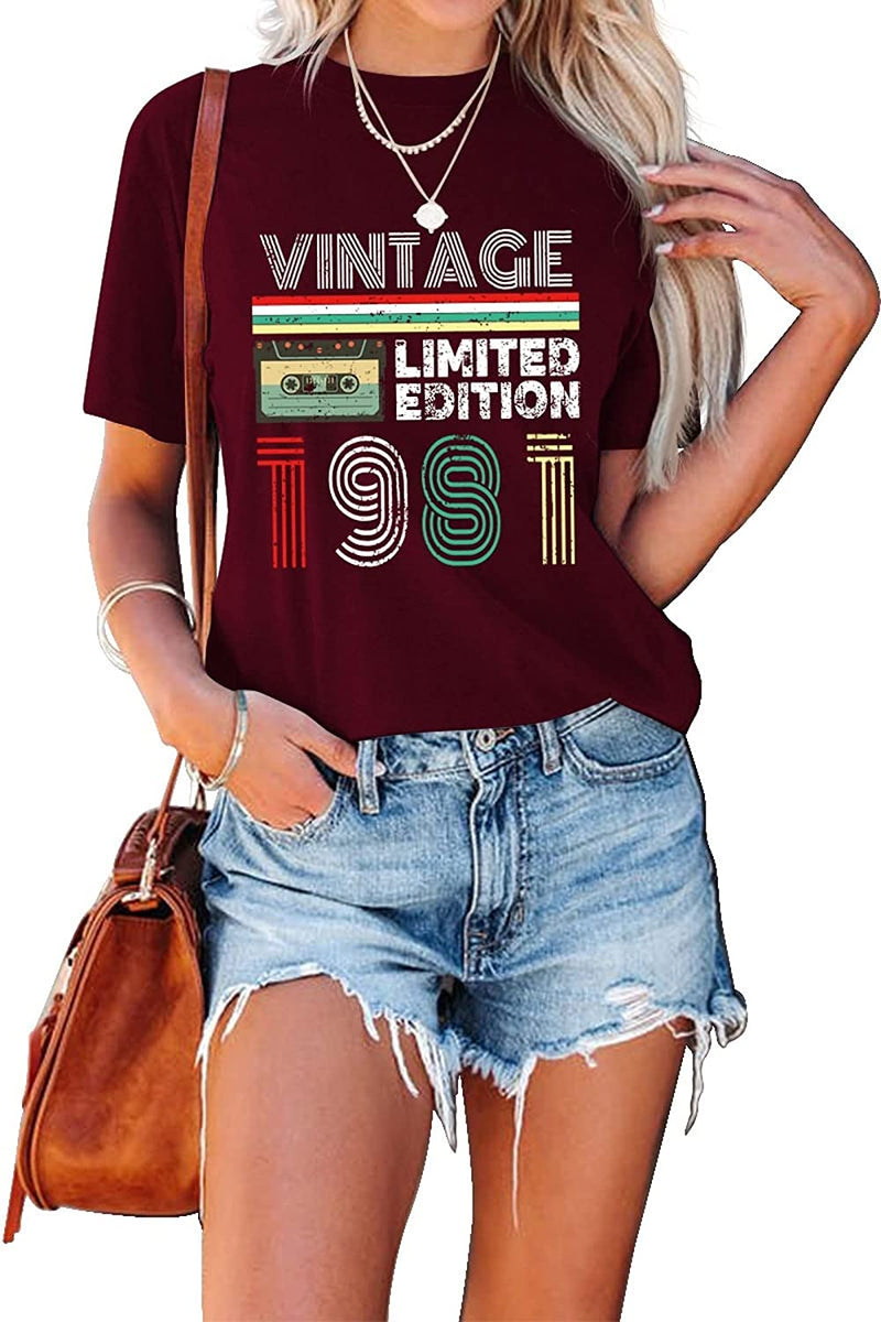 Women Vintage 1981 Limited Edition T-Shirt Birthday Gift Shirt