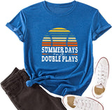 Women Retro Baseball Shirt Summer Days and Double Plays T-Shirt