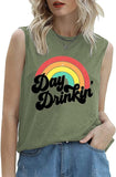 Day Drinkin' Vintage Rainbow Tank Women Funny Summer Shirt