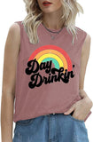 Day Drinkin' Vintage Rainbow Tank Femmes Chemise d'été drôle